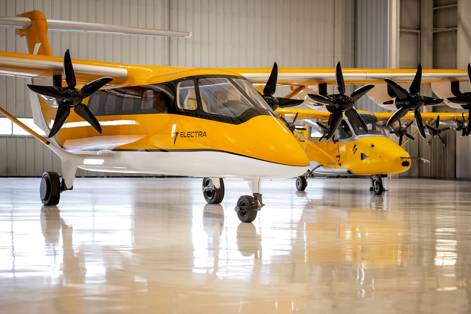 Electra EL-2 Goldfinch hybrid-electric eSTOL aircraft in hangar